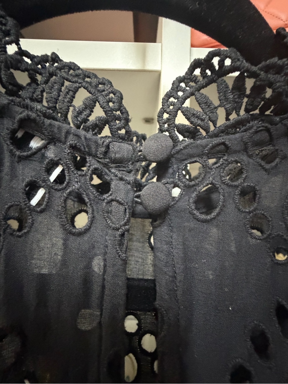 ASOS Black Eyelet Lace Long Sleeve Midi Dress - Picture 10 of 11